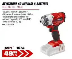 OBI Avvitatore ad impulsi a batteria TE-CI 18/1 LI - Solo offerta