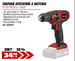OBI Trapano avvitatore a batteria Einhell offerta