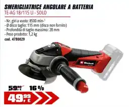 OBI Smerigliatrice angolare a batteria Cirbul TE-AG 18/115 LI - Solo offerta