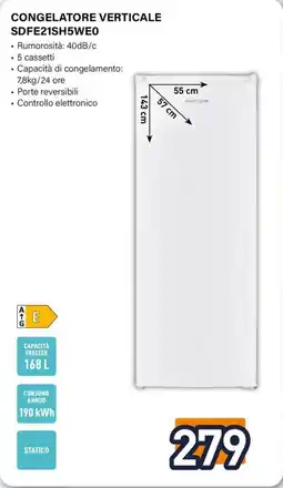 Unieuro Congelatore verticale SDFE21SH5WE0 offerta