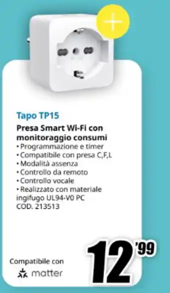 Tapo TP15 Presa Smart Wi-Fi con monitoraggio consumi