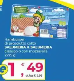 Alter Discount Hamburger di prosciutto cotto SALUMERIA & SALUMERIA offerta
