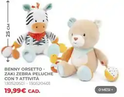 Toys Center Benny Orsetto - Zaki Zebra Peluche offerta