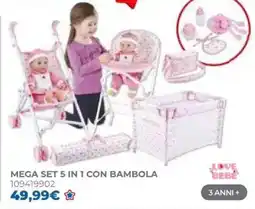Toys Center Mega Set 5 in 1 con bambola Love Bebe offerta