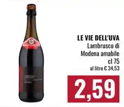 Famila Market Le Vie dell'Uva Lambrusco di Modena amabile offerta