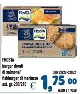 Del Prete Distribuzioni Frosta burger dorati di salmone offerta