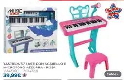 Toys Center Music Star tastiera 37 tasti con sgabello microfono azzurra/rosa offerta