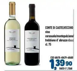 Del Prete Distribuzioni Conte di Castelvecchio vino cerasuolo/montepulciano/trebbiano d' abruzzo d.o.c. offerta