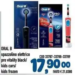 Del Prete Distribuzioni Oral B spazzolino elettrico pro vitality black/kids cars/kids frozen offerta