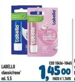 Del Prete Distribuzioni Labello classic/rose' offerta