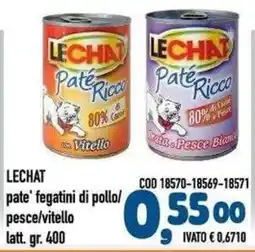 Del Prete Distribuzioni Lechat paté fegatini di pollo/pesce/vitello offerta