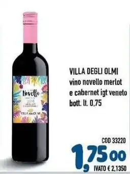 Del Prete Distribuzioni Villa degli Olmi vino novello merlot e cabernet igt veneto offerta
