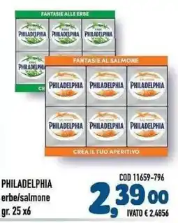Del Prete Distribuzioni Philadelphia fantasie alle erbe/salmone offerta