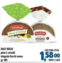 Del Prete Distribuzioni Daily Bread pane 4 cereali/ integrale fiocchi avena offerta