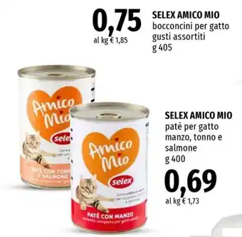 SELEX AMICO MIO patè per gatto manzo, tonno e salmone