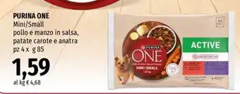 Purina One Mini/Small pollo e manzo in salsa, patate carote e anatra