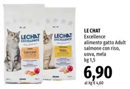 Famila Superstore Le Chat Excellence alimento gatto Adult salmone con riso, uova, mela offerta