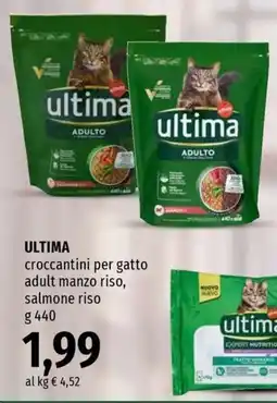 Famila Superstore Ultima croccantini per gatto adult manzo riso, salmone riso offerta