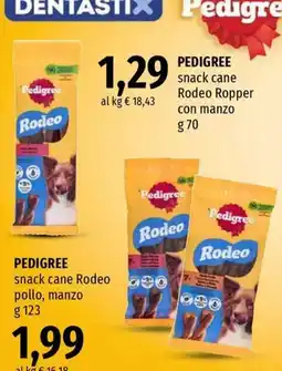 Famila Superstore Pedigree snack cane Rodeo con manzo offerta
