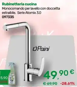Bricoware Rubinetteria cucina Monocomando per lavello con doccetta estraibile. Serie Atomix 3.0 OPaini offerta