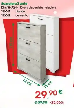 Bricoware Scarpiera 3 ante offerta