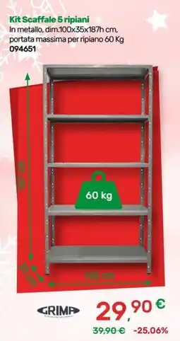 Bricoware Kit Scaffale 5 ripiani Grima offerta