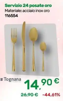Bricoware Servizio 24 posate oro Tognana offerta