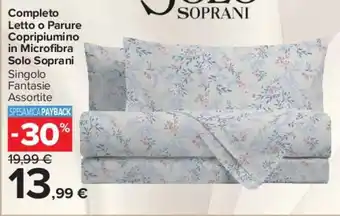 Completo Letto o Parure Copripiumino in Microfibra Solo Soprani