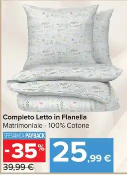 Carrefour Market Completo Letto in Flanella Matrimoniale offerta