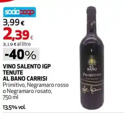 Coop Master Alleanza 3.0 Vino salento igp tenute al bano carrisi offerta