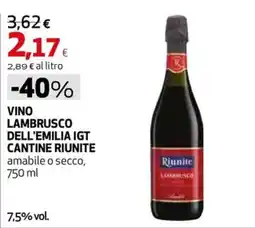 Coop Master Alleanza 3.0 Vino Lambrusco delle Emilie IGT Cantine Riunite offerta
