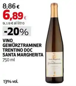 Coop Master Alleanza 3.0 Vino Gewürztraminer Trentino Doc Santa Margherita offerta