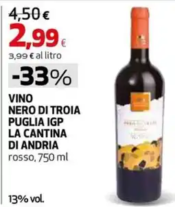 Coop Master Alleanza 3.0 Vino nero di troia puglia igp la cantina di andria offerta