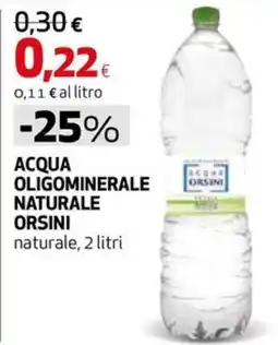 Coop Master Alleanza 3.0 Acqua oligominerale naturale Orsini offerta