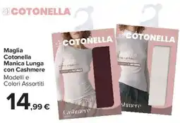 Carrefour Market Maglia Cotonella Manica Lunga con Cashmere offerta