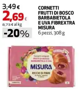 Coop Master Alleanza 3.0 Cornetti frutti di bosco barbabietola e uva fibrextra misura offerta