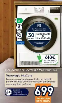 Unieuro Electrolux Asciugatrice DelicateCare 700 offerta