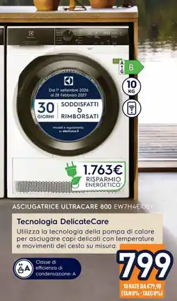 Unieuro Electrolux Asciugatrice Ultracare 800 offerta