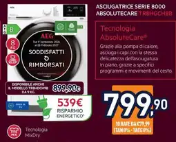 Unieuro AEG Asciugatrice Serie 8000 AbsoluteCare TR8HGCH8B offerta