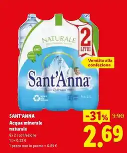 Lidl Sant'Anna Acqua Minerale Naturale offerta
