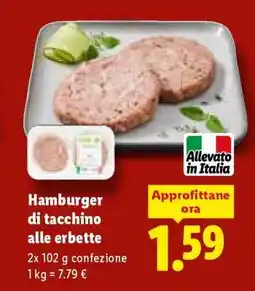 Lidl Hamburger di tacchino alle erbette offerta