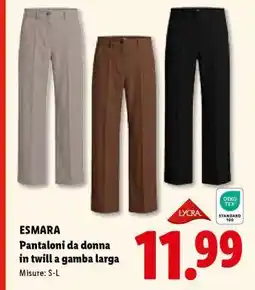 Lidl ESMARA Pantaloni da donna in twill a gamba larga offerta