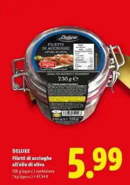 Lidl DELUXE Filetti di acciughe all'olio di oliva offerta