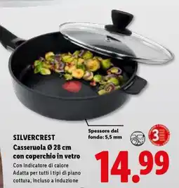 Lidl SILVERCREST Casseruola Ø 28 cm con coperchio in vetro offerta