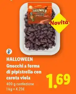Lidl HALLOWEEN Gnocchi a forma di pipistrello con carota viola offerta
