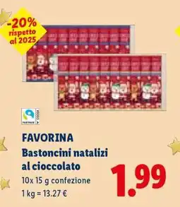 Lidl Favorina Bastoncini natalizi al cioccolato offerta