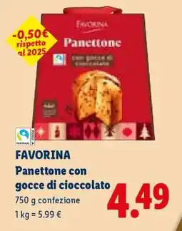 Lidl Favorina Panettone con gocce di cioccolato offerta