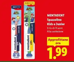 Lidl MENTADENT Spazzolino Kids o Junior offerta