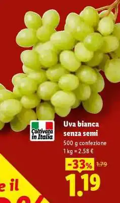 Lidl Uva bianca senza semi offerta
