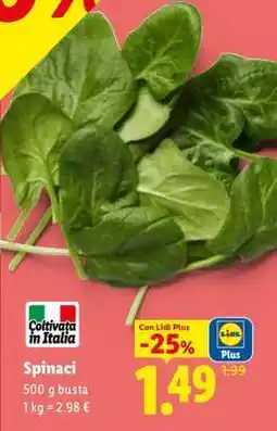 Lidl Spinaci offerta